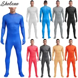 Completo corpo Zentai Unitards tuta uomo donna manica lunga tuta Footed ginnastica Catsuit pelle stretto Costume di Halloween