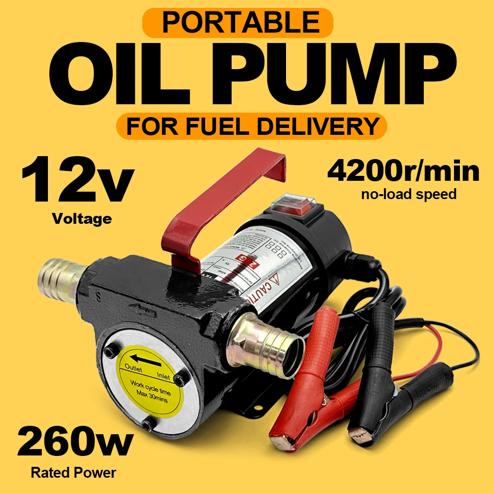 

12V 24V Portable Electric Oil Pump 4200r/min Self Priming Fuel Oil Dispensing Transfer Pump with Hose Tail Connector