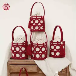 Fashionable Hollow Wedding Gift Bag Handheld Blessing Letter Felt Business Holiday Gift Packaging Bag Handbag Storage Bag