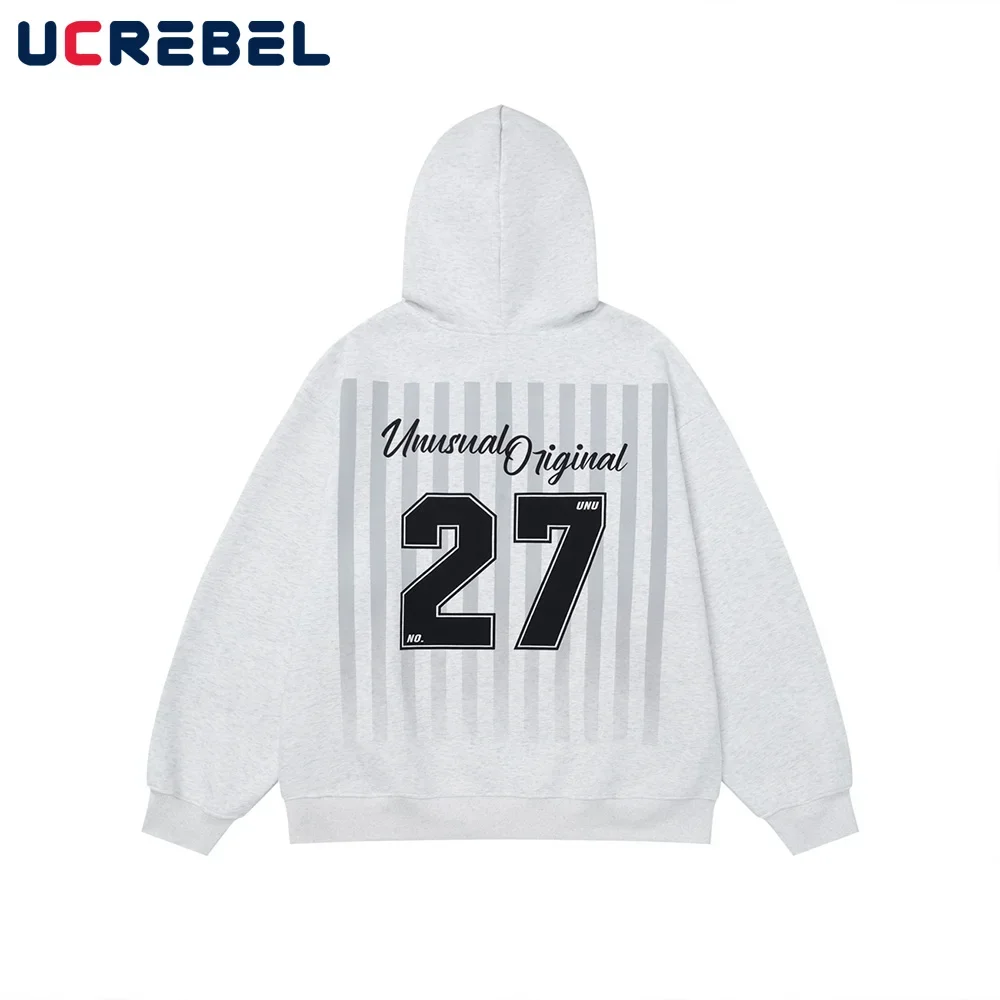 Double-sided Printed Letter Hooded Sweatshirts Mens Autumn Winter High Street Drop Shoulder Loose Long Sleeve Hoodies Men