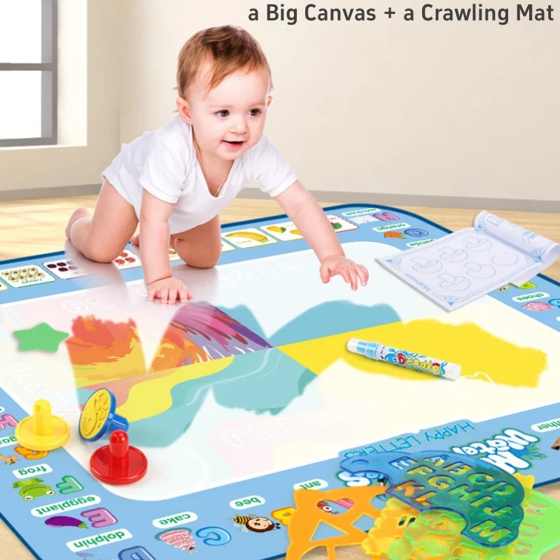 100x80 ซม.Magic Water Drawing MAT สี Doodle Drawing BOARD พร้อมปากกาแบบใช้ซ้ําได้ Montessori จิตรกรรม BOARD ของเล่นเพื่อการศึกษาของขวัญ