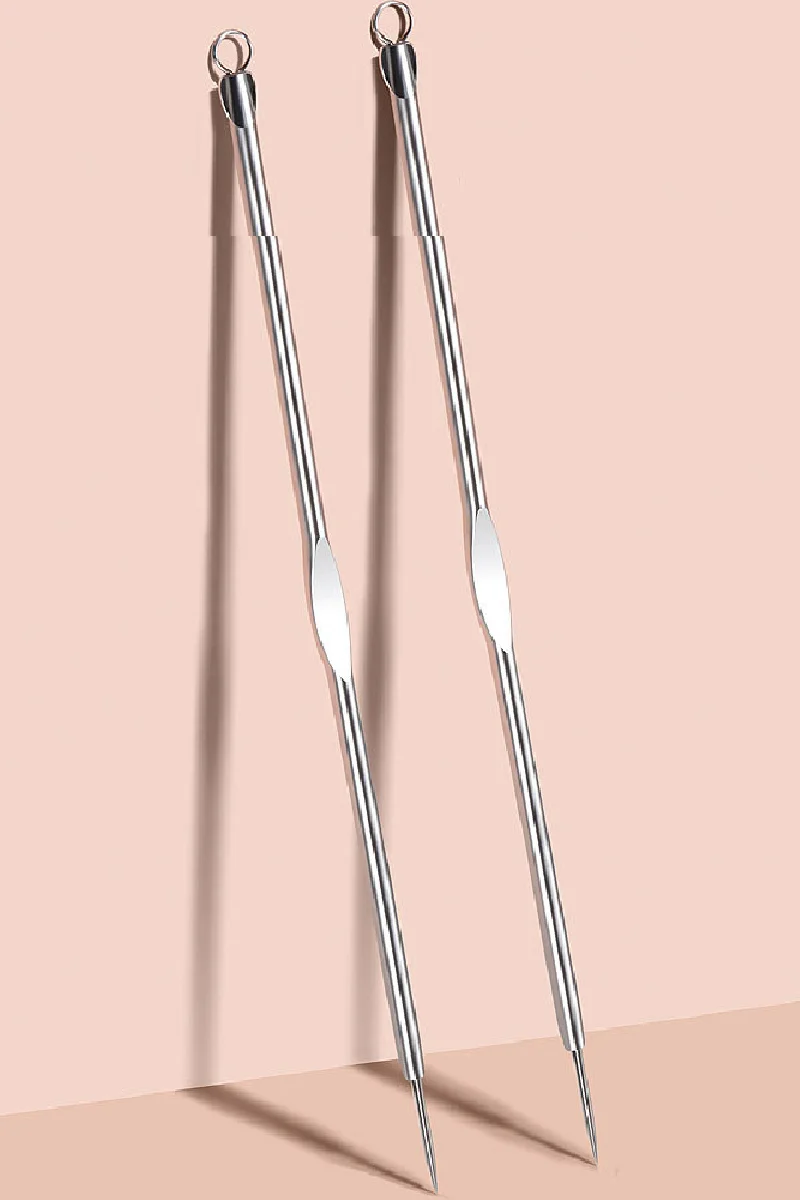 1/2 قطعة البثرة Comedone حب الشباب بثرة العيب النازع مزيل الفولاذ المقاوم للصدأ الإبر إزالة أداة الوجه العناية بالبشرة المسام الأنظف