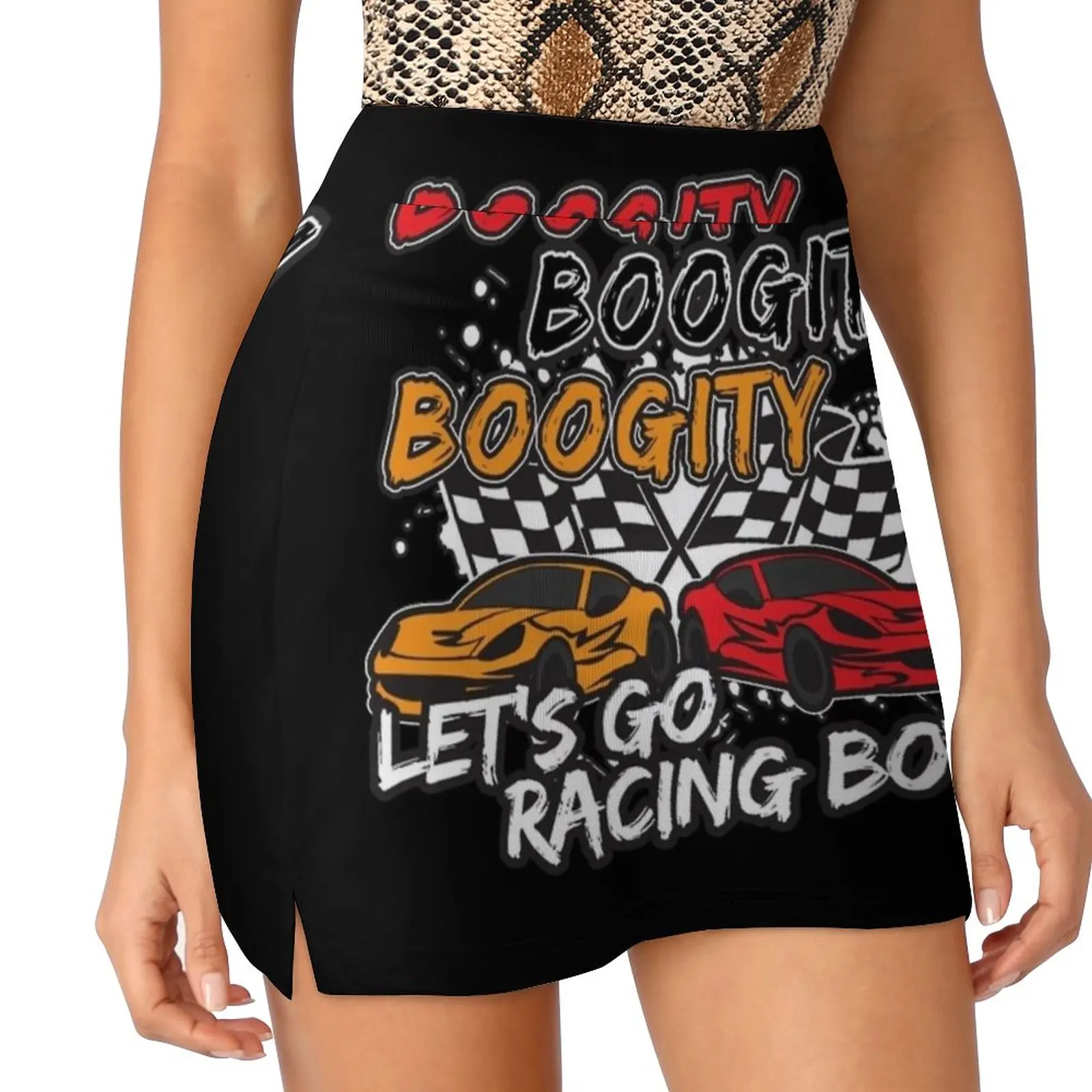 Boogity Women's skirt Mini Skirts A Line Skirt With Hide Pocket Run Racing Vintage V8 Race Car Muscle Car Motorwagen Gasolina