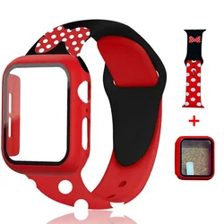 Case+Strap For Apple Watch Band 44mm 40mm 45mm 49mm 41mm 42/38 Cartoon Printing Silicone Bracelet iWatch 8 7 6 SE 5 4 3 Ultra 2