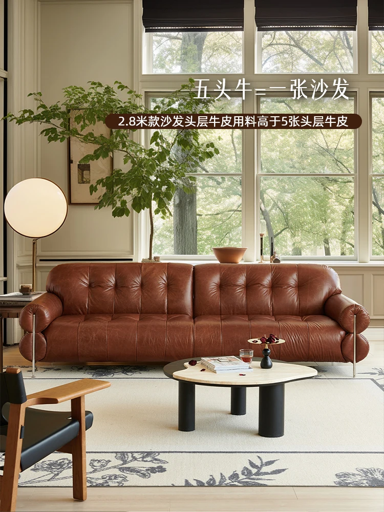 Retro is simply the top layer cowhide leather sofa.