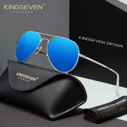 Imagen 2 del producto KINGSEVEN piloto hombres gafas de sol polarizadas marco grande UV400 gafas mujeres Retro lujo conducción casual moda gafas al aire libre