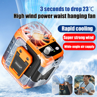 Portable Hanging Waist Fan Wireless Waist Clip Fan USB Rechargeable with Power Bank for Outdoor Camping with Lighting 150 Coolin