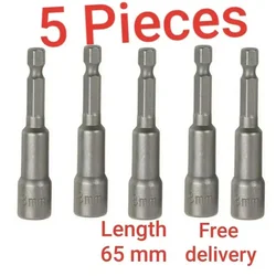 5pcs 8MM 1/4”hex Shank Impact Socket Magnetic Nut Screwdrive Power Drill Bits Set Adapter Bolt Drivers Repairing Tools
