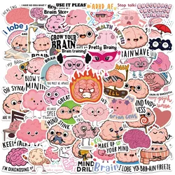 50pcs Funny Cute Cartoon Brain Stickers Decals For Laptop Water Bottle Luggage Notebook Vinyl Waterproof Graffiti