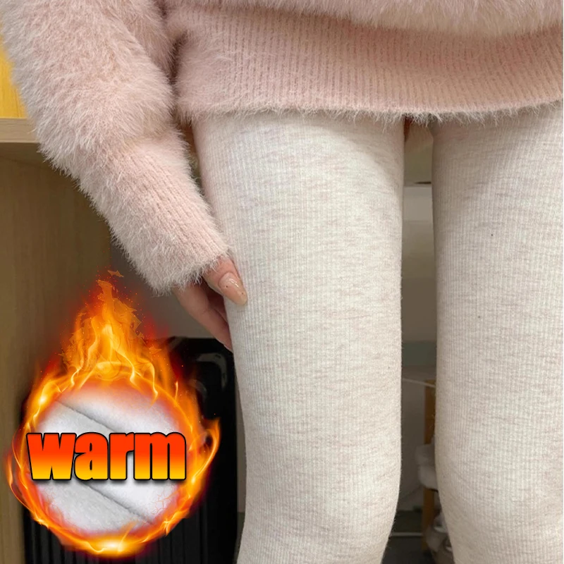 

Зимние плюшевые утепленные леггинсы для женщин, термобелье в вертикальную полоску, эластичные чулки, флисовые тонкие чулки с высокой талией, колготки