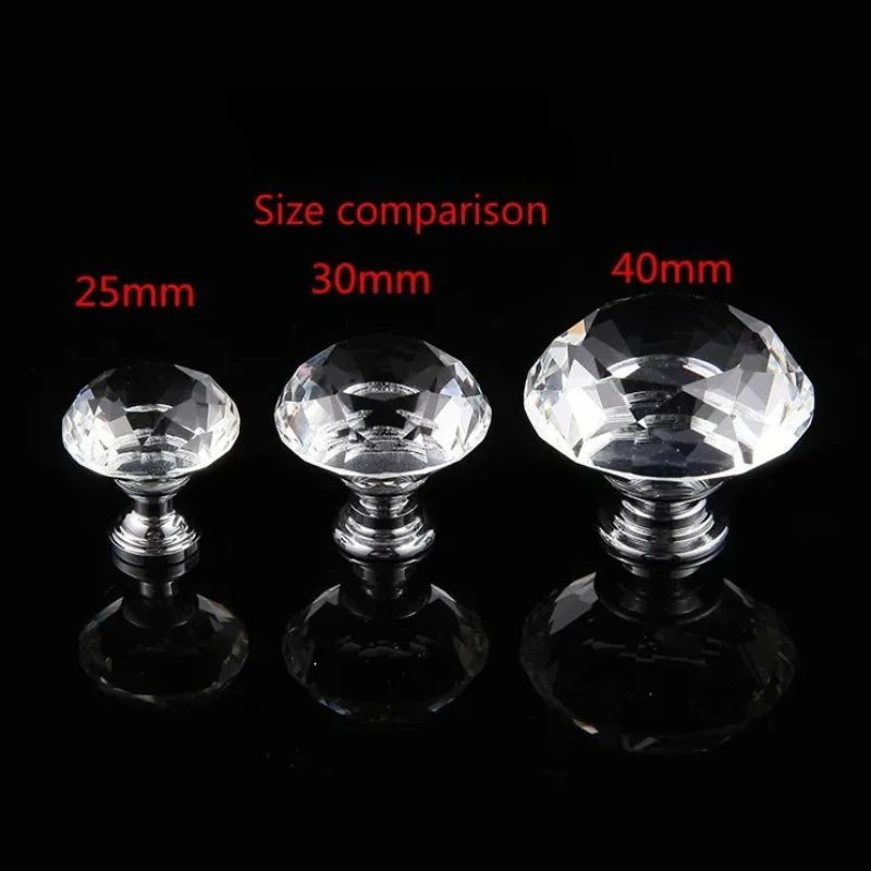 JD Single Hole Diamond Crystal Glass Zinc Alloy Door Drawer Cabinet Wardrobe Pull Handle Knobs Furniture Handle