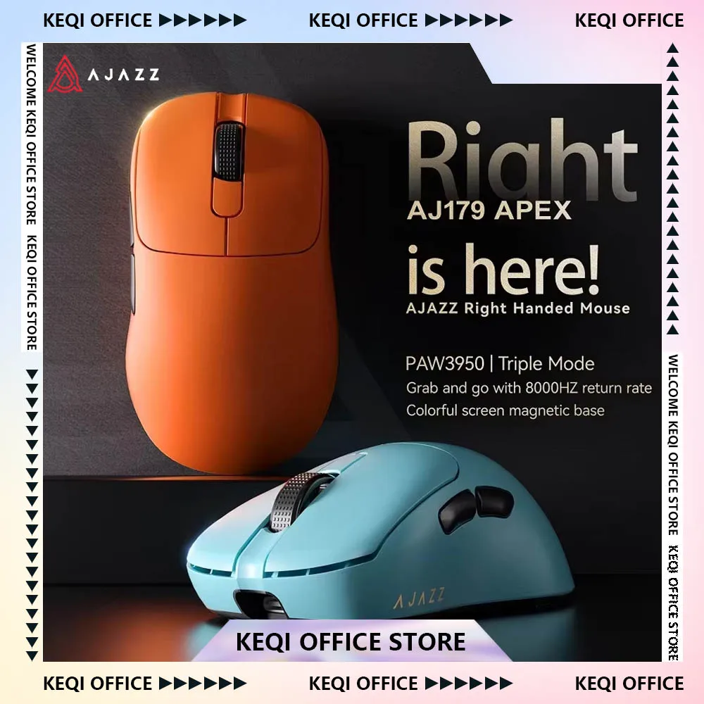 

AJAZZ AJ179 APEX Mouse PAW3950 3000DPI 8Khz Wireless Gaming Mice Right Handed Ergonomic Mouse with Magnetic Charging Base Custom