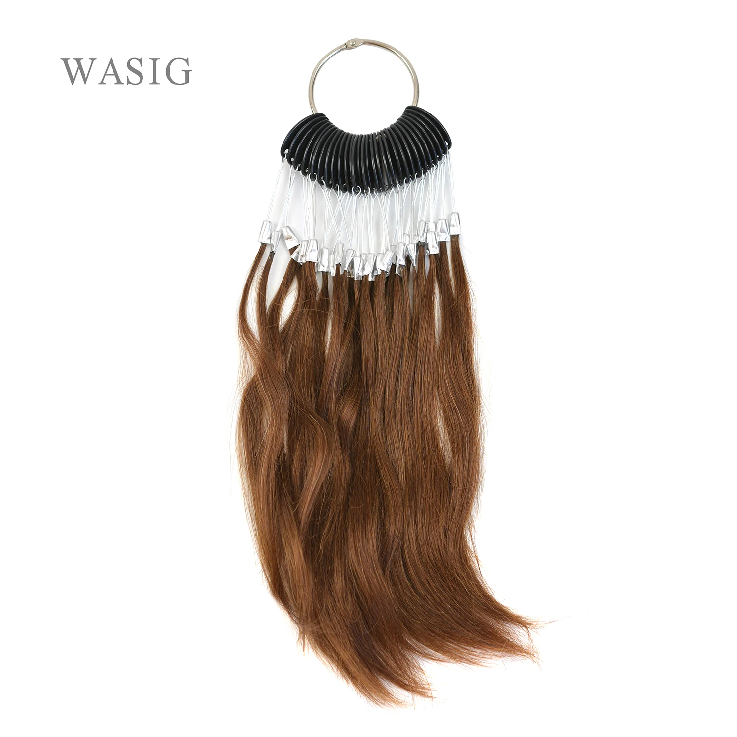 30Pcs/Set 100% Human Virgin Hair Brown Color Ring  for Human Hair Extensions and Salon Hair Dyeing Sample, Can Be Dye any Color