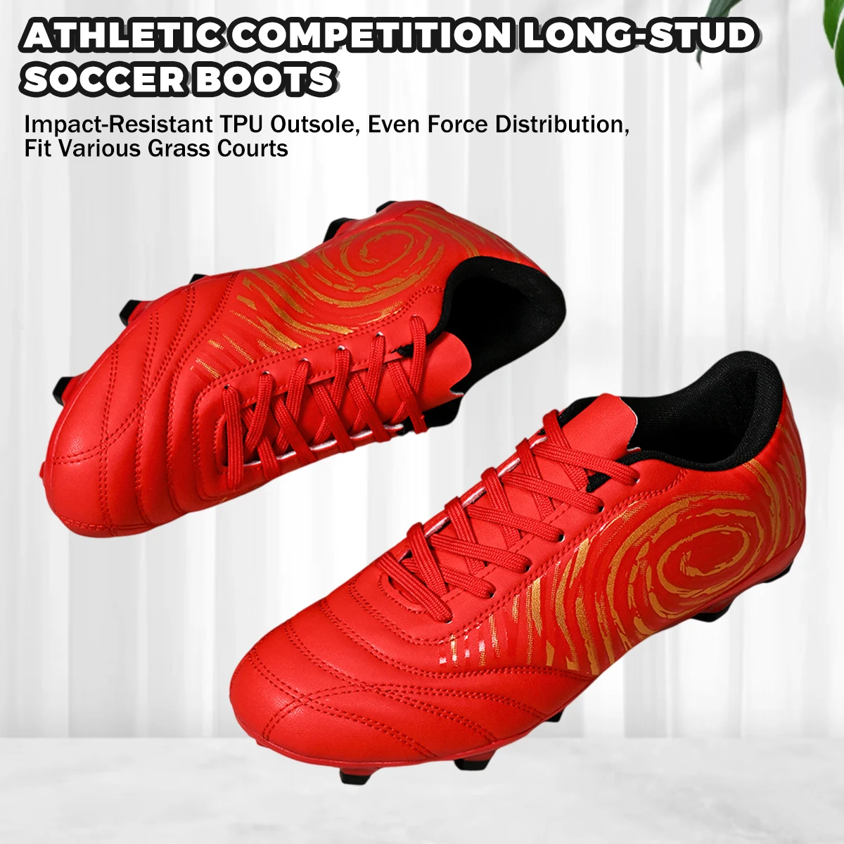 Unisex AG FG Football Shoes TPU Long Studs Shock Absorbing Soccer Cleats for Outdoor Natural Artificial Grass Games