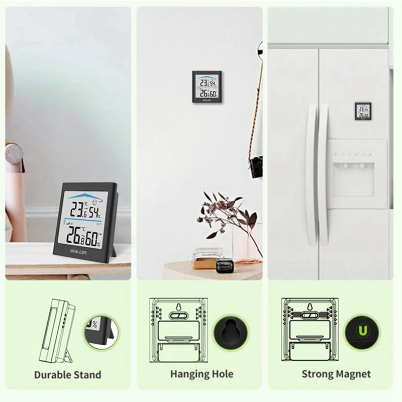 Baldr Digital LCD Weather Station Indoor Outdoor Trend Hygrometer Thermometer Wireless Remote Sensor Motion(White)
