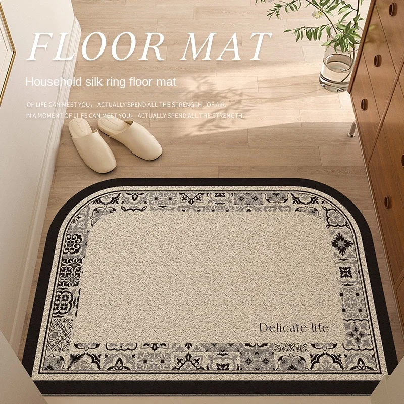 Door Mat Household Silk Circle Bedroom Living Room Entrance Door Mat Can Be Cut Pvc Online Celebrity Stain-resistant Carpet