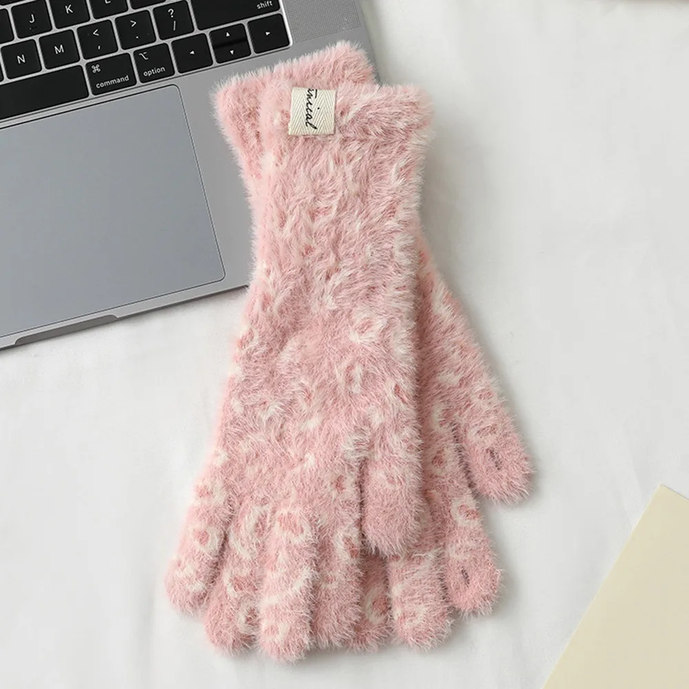 Fashion Rabbit Winter Warm Gloves Knitted Soft Warm Knit Mittens Stretchy Touch Screen Arm Warmers Cold Weather