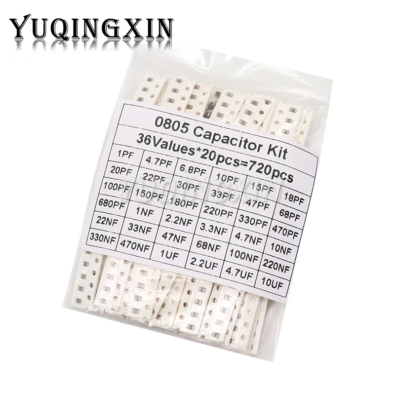 

320PCS 720PCS 0603 0805 1206 SMD Capacitor Assorted Kit 16/36/50Values 1PF - 10UF Capacitance Set 100NF 0.1UF 1UF 2.2UF 4.7UF