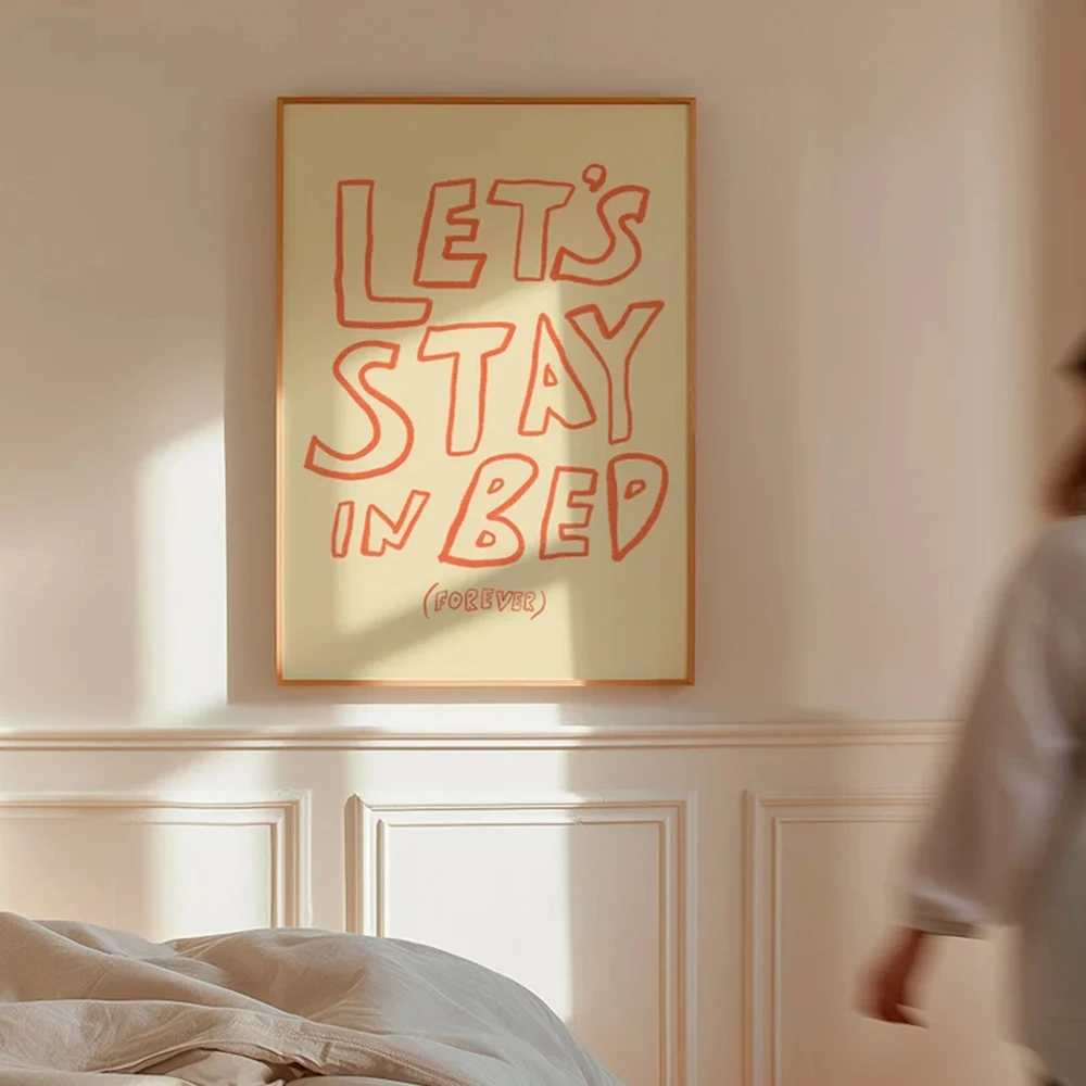 Modern Art Let’s Stay In Bed Wall Decor Trendy Bedroom Poster Living Room Bedroom Home Decor