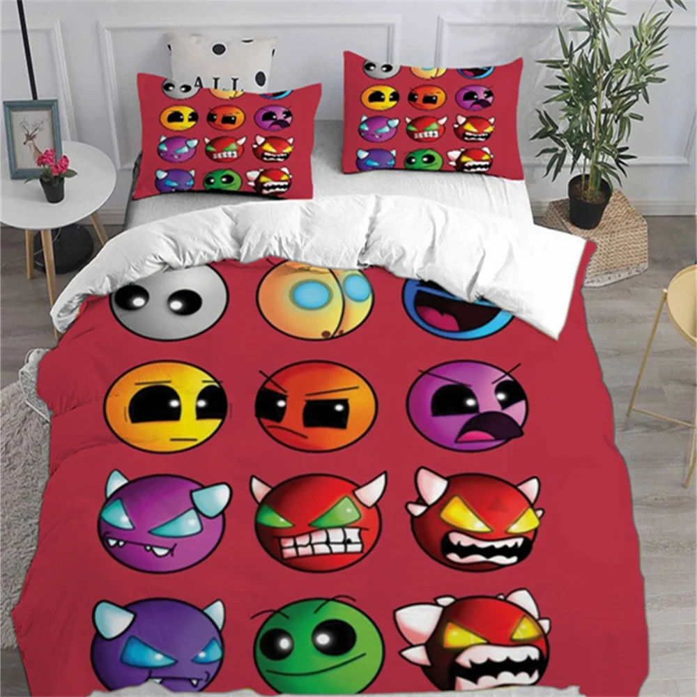 3D Geometry Dash Bedding Sets Comforter Quilt Bed Cover Duvet Cover Pillow Case 2-3 Pieces Sets Bedroom Decoration Home Textiles