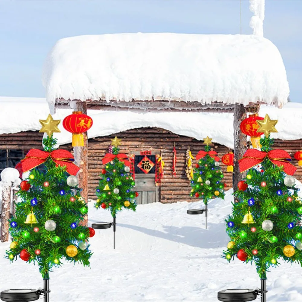 

Simulated Spotlight Christmas Tree Floor Lights Waterproof LED Solar Christmas Tree Lights Colored Fruit Four Colors Outdoor