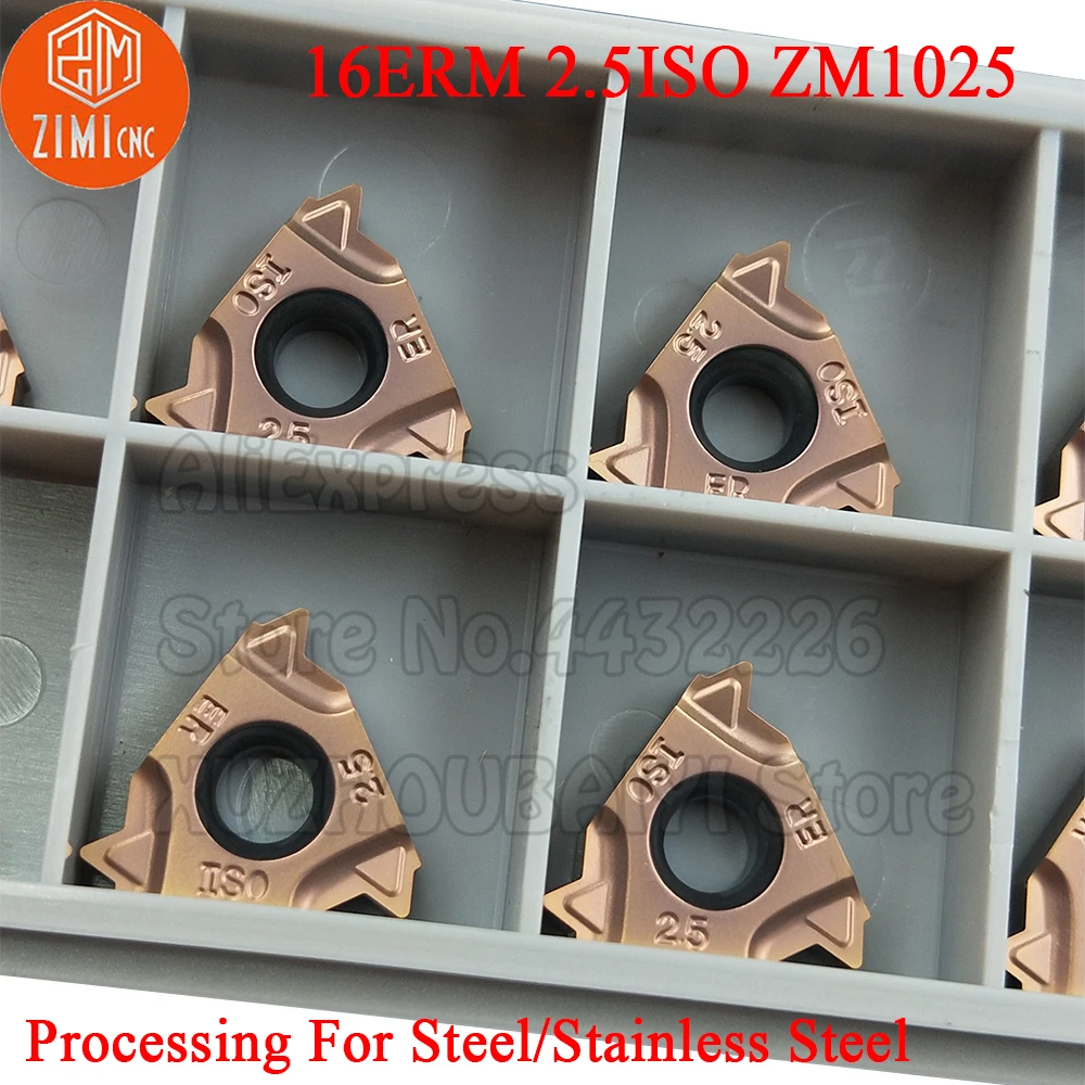 10 قطعة 16ERM 2.5ISO ZM1025 16ERM 2.5 ISO 16ERM2.5ISO خيوط كربيد إدراج نك مخرطة القاطع الموضوع بليد لالفولاذ المقاوم للصدأ
