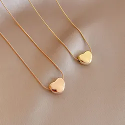 Classic Gold Color Stainless Steel Necklace For Women Jewelry  Beads heart-shaped Pendant Necklace Birthday Gift