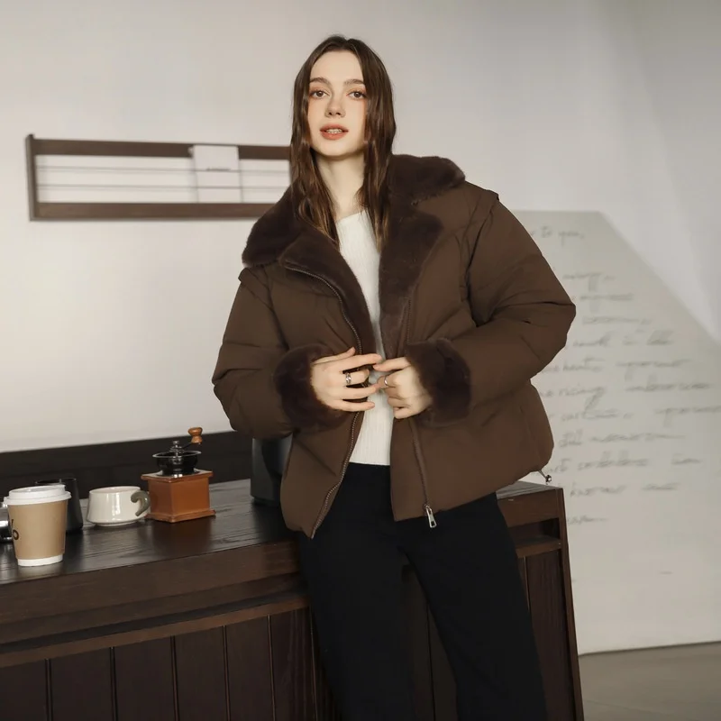 Chaqueta corta de algodón hinchada, manga extraíble, cintura ceñida, ropa de abrigo de invierno a la moda, Top de algodón para mujer