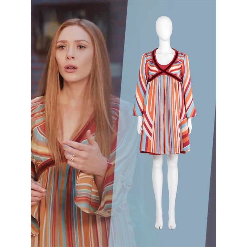 Wanda Vision vestido de embarazo Cosplay disfraz de bruja escarlata traje Maximoff disfraces de Carnaval de Halloween vestido de maternidad para mujer