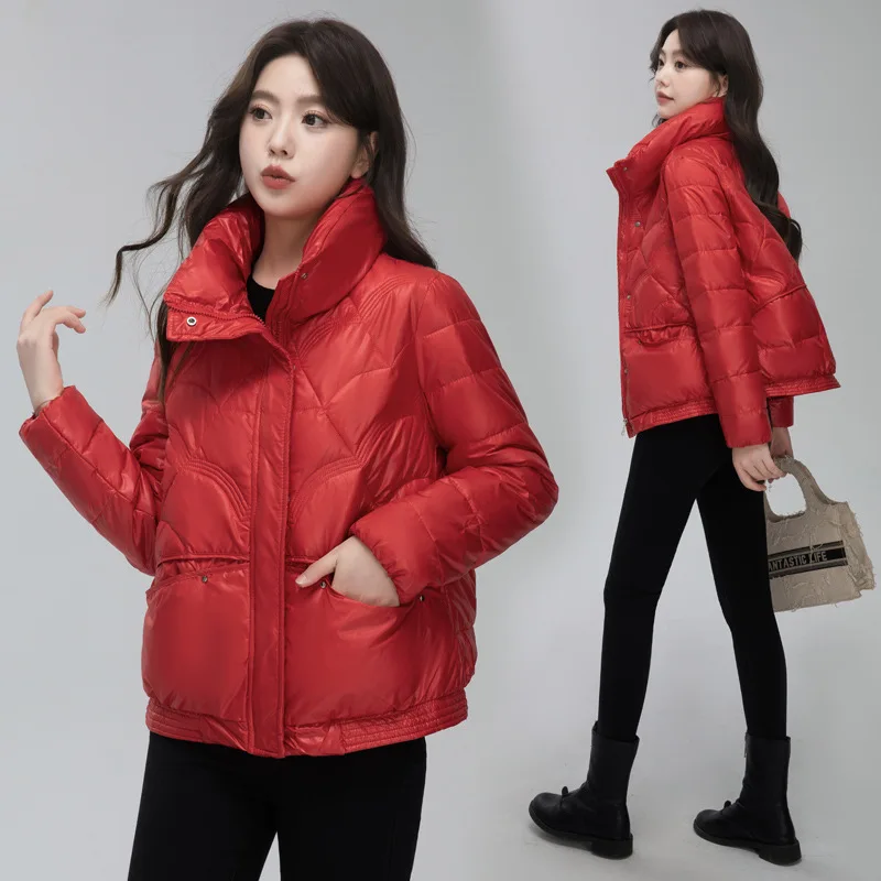 New Fashion Women's Short Down Coat Stand Collar  White Duck Down Jackets for Women Winter Puffer Jackets Outerwear JK-008