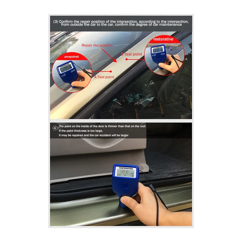 Linshang LS220B Bluetooth Coating Thickness Gauge Car Paint Meter LCD Screen 2000Um for Car Dry Film