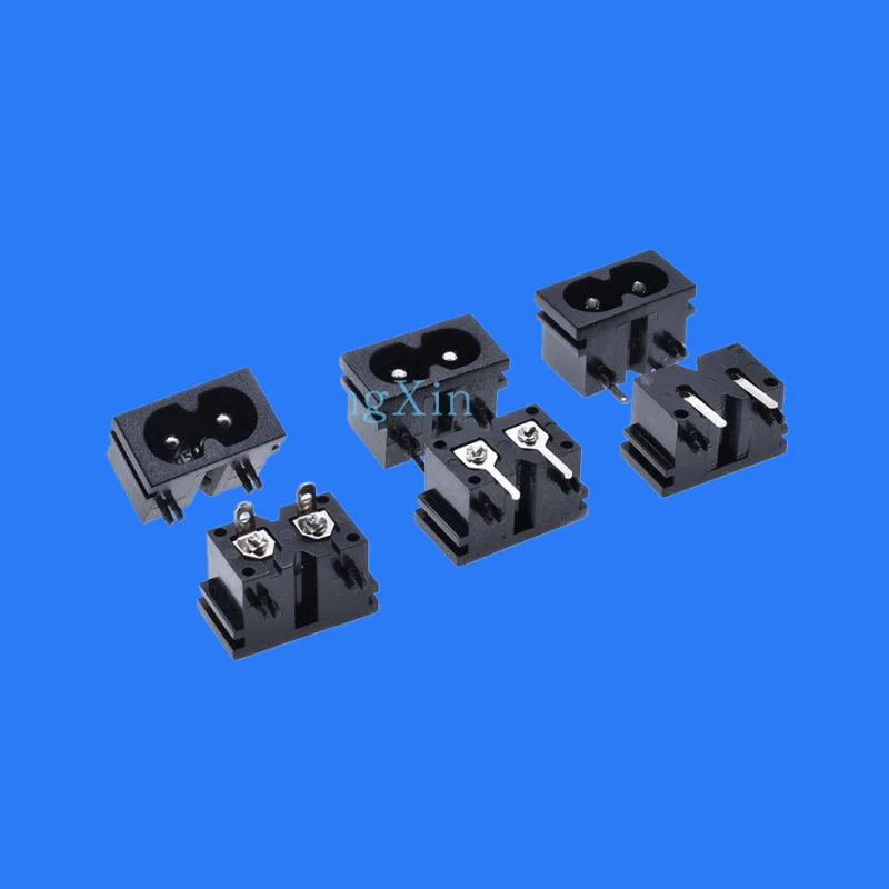 100pcs/ AC eight socket card power socket 8 socket household appliances eight tail male seat 2 pin fixed column CE certification