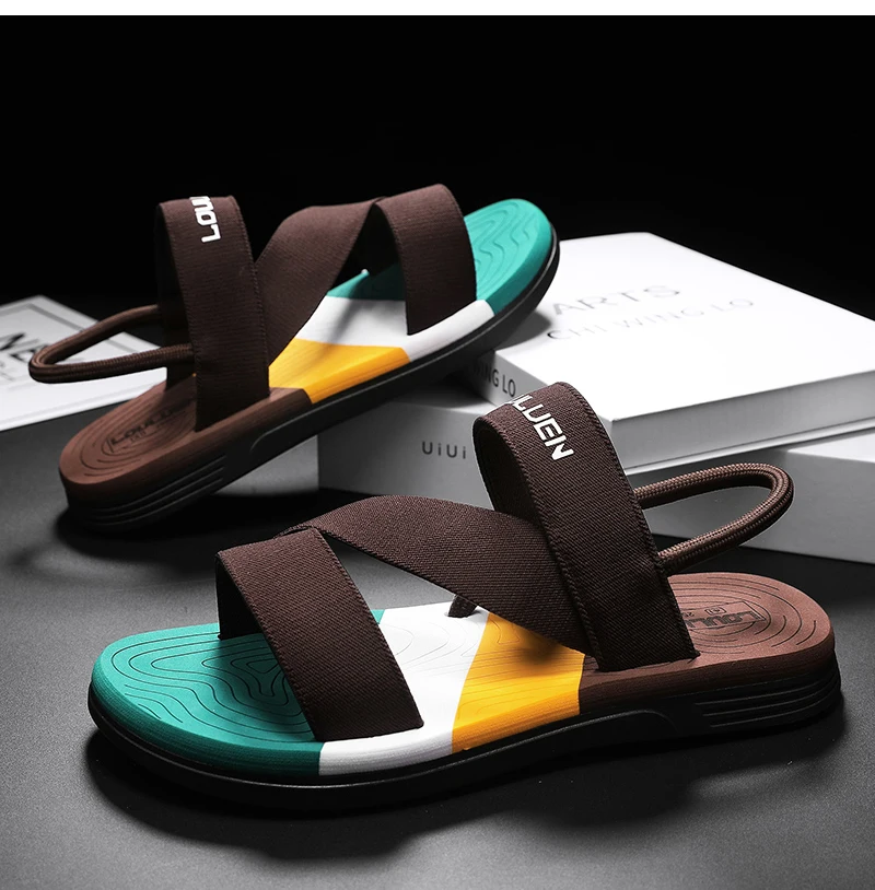 Hochwertige Trendige Herren-Sandalen Sommer Strand-Pantoffeln Modische Atmungsaktive Casual Strand-Sandalen für Herren Sommer Outdoor – Detail 6