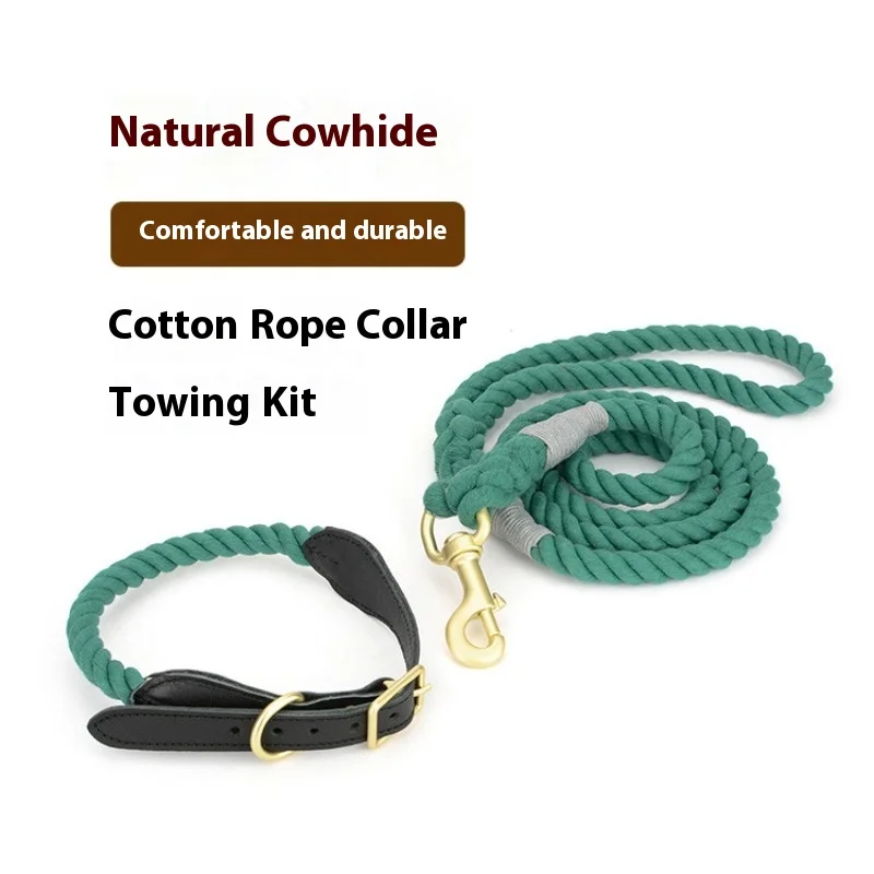 

Кожаный поводок и ошейник с плетением вручную, противоударная хлопковая веревка, 8 ремней, прочный, устойчивый к вытягиванию для больших и средних собак