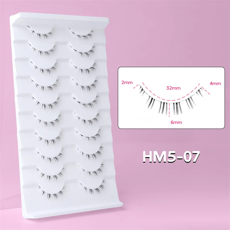 10 Paar untere Wimpern, Packung unter den Wimpern, weiche untere Wimpern, 100 % handgefertigt, transparentes Band, Manga-Unterwimpern, Make-up-Tools – Detail 13