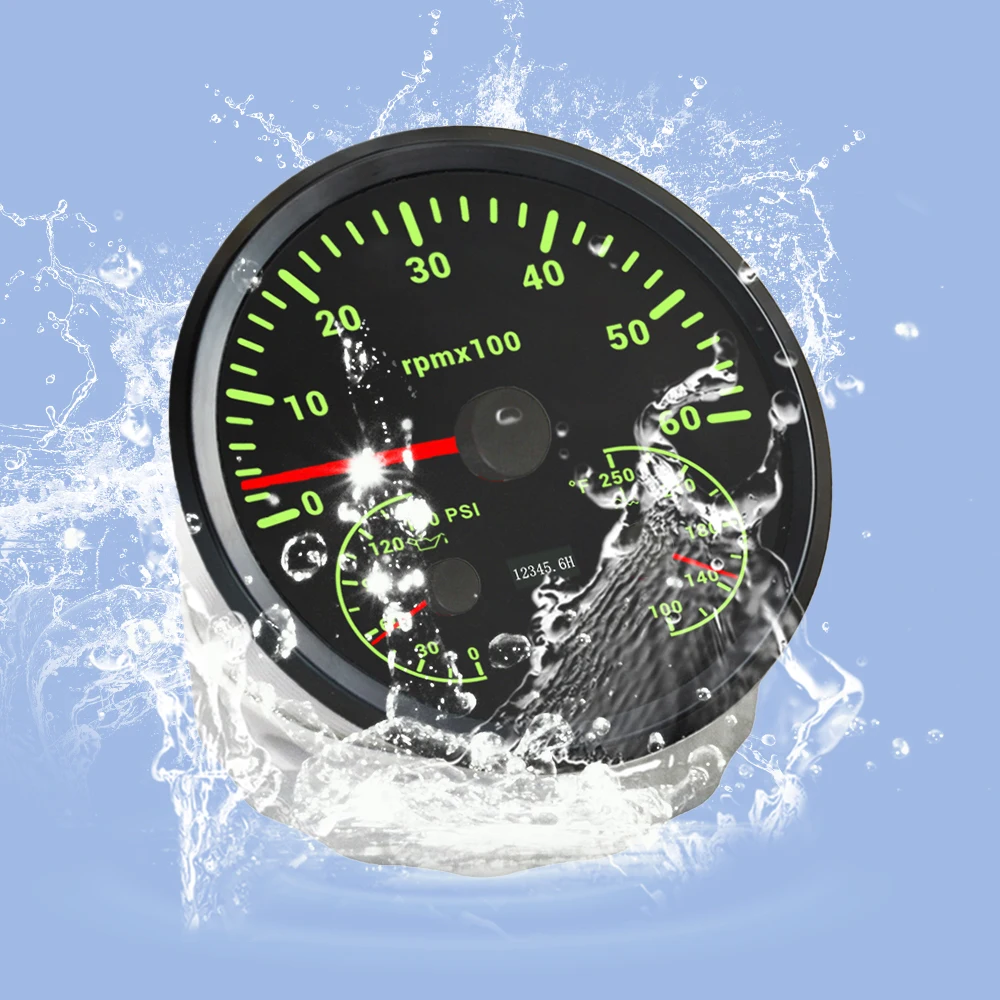 ELING Waterproof Car 110mm 3 in 1 Multifunctional 0-6000RPM 0-8000RPM Tachometer with Oil Pressure Water Temp 7 Colors Backlight
