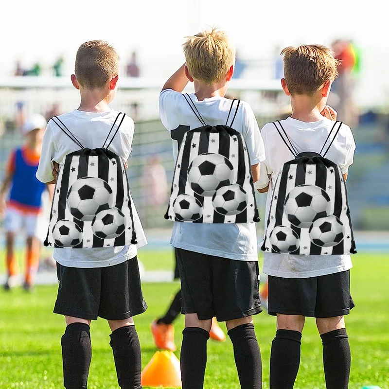 1/3Pcs Football Theme Gift Bag Soccer Drawstring Goodie Snack Candy Bag Kids Sport Birthday Party Guest Favors Decor Supplies