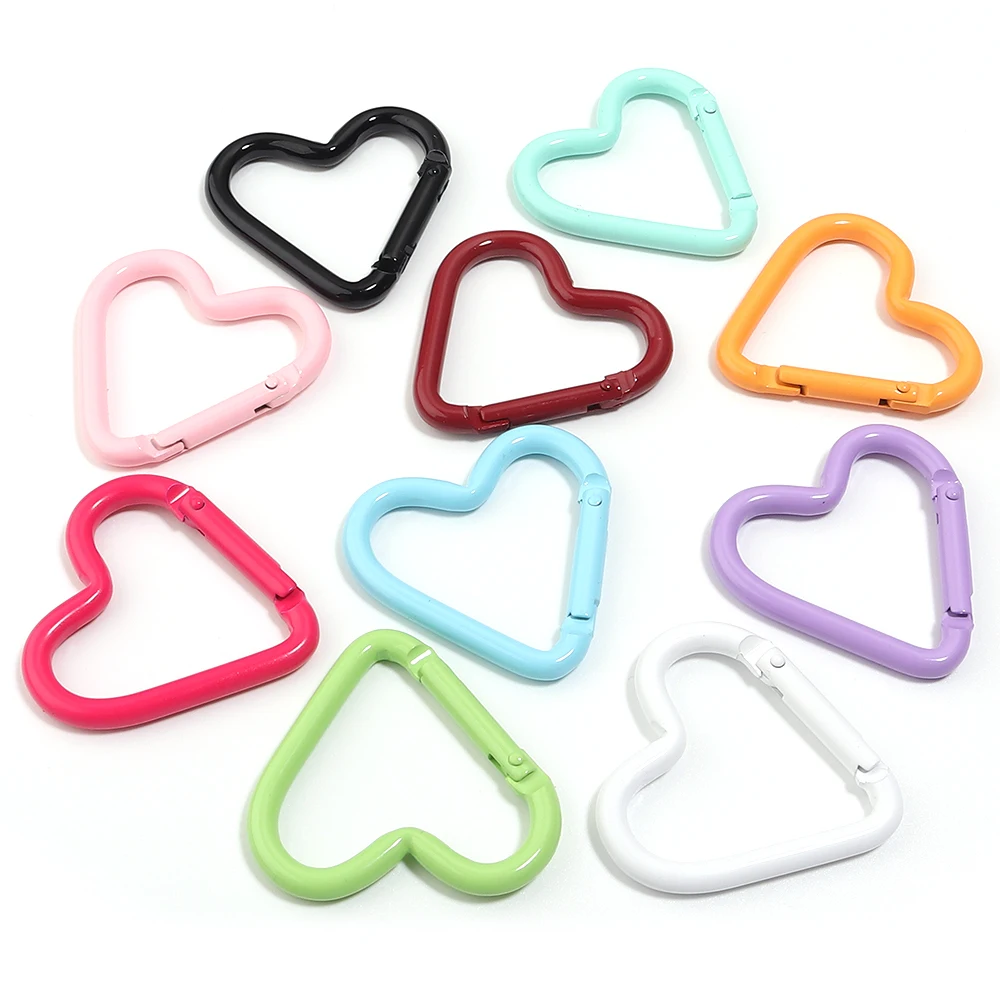 5 Stück Herzförmige Karabiner-Schlüsselanhänger, bunte Legierungs-Federhaken für DIY-Schlüsselanhänger, Schmuckverschluss, Verbindungsstücke, Zubehör – Detail 8