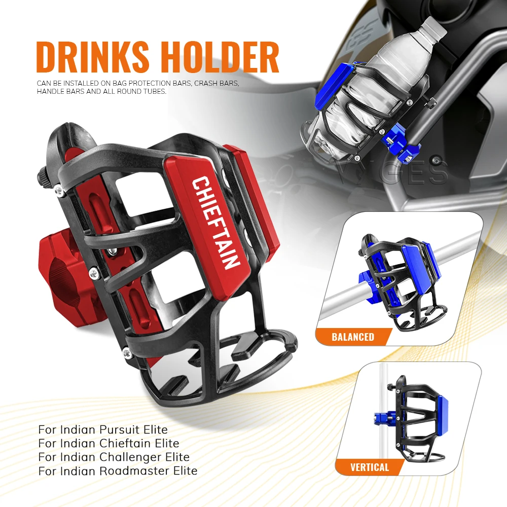 Jaula para botella de agua y bebidas para motocicleta, soporte para taza de agua para Indian Pursuit Chieftain Challenger Roadmaster Elite