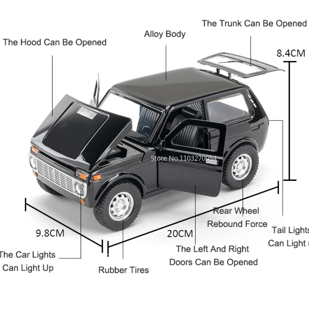 Русская Лада Нива в масштабе 1:18, модели внедорожников из сплава, игрушечные автомобили, Литые металлические Литые модели автомобилей со звуком и
