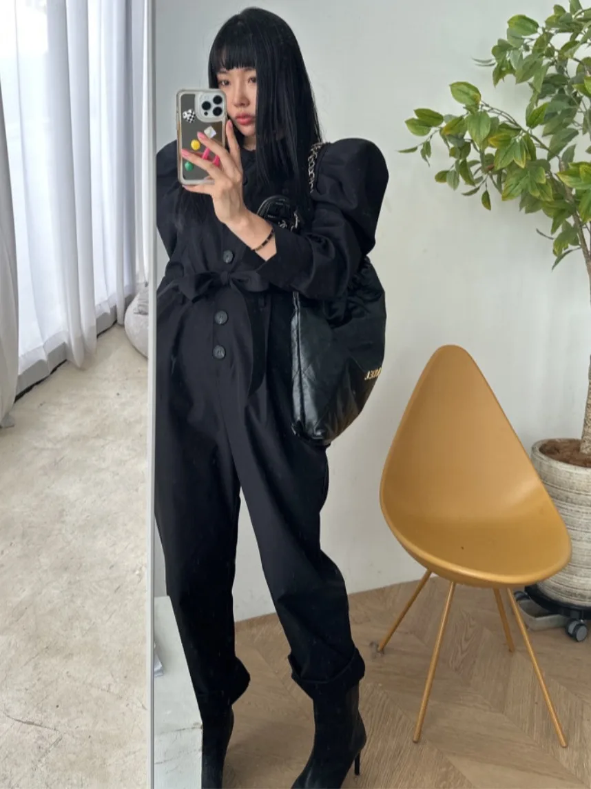 

Korean Sle Long Sve Pants Women's Faionable Bubble Sve Waist Cinching Design Early Autumn New Sle