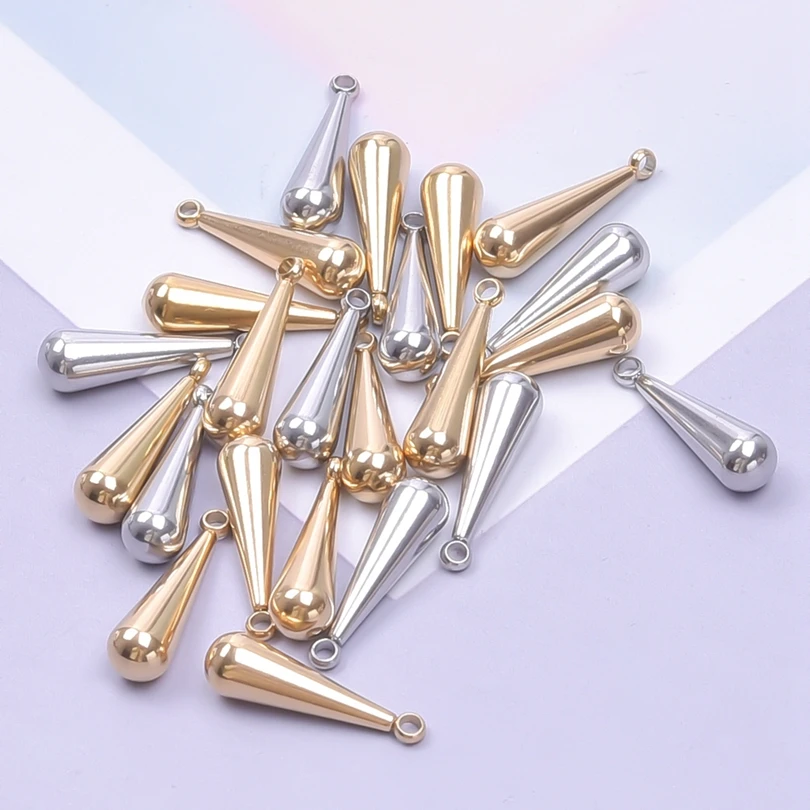 10pcs Stainless Steel Water Drop End Charms Pendants Connector Chain Extension Tail Charm for Jewelry Making DIY Wholesale