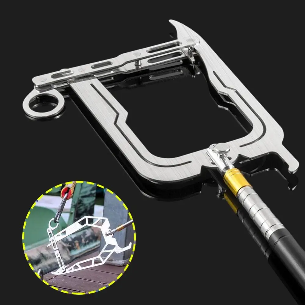 U Shaped Dock Hook Telescopic Rod Stainless Steel Tie Rope Hook Portable Convenient Telescoping Boat Hook