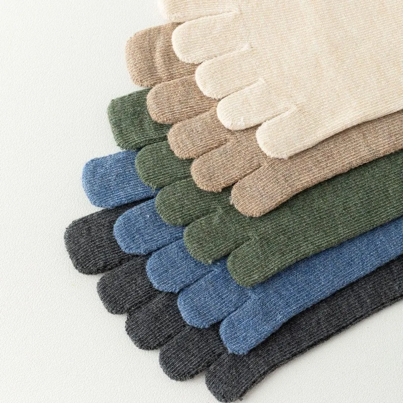 

1 Pair Toe Socks 5 Fingers Separated Breathable Cotton Crew Length for Men Women,Moisture Wicking Pure Color Casual Socks