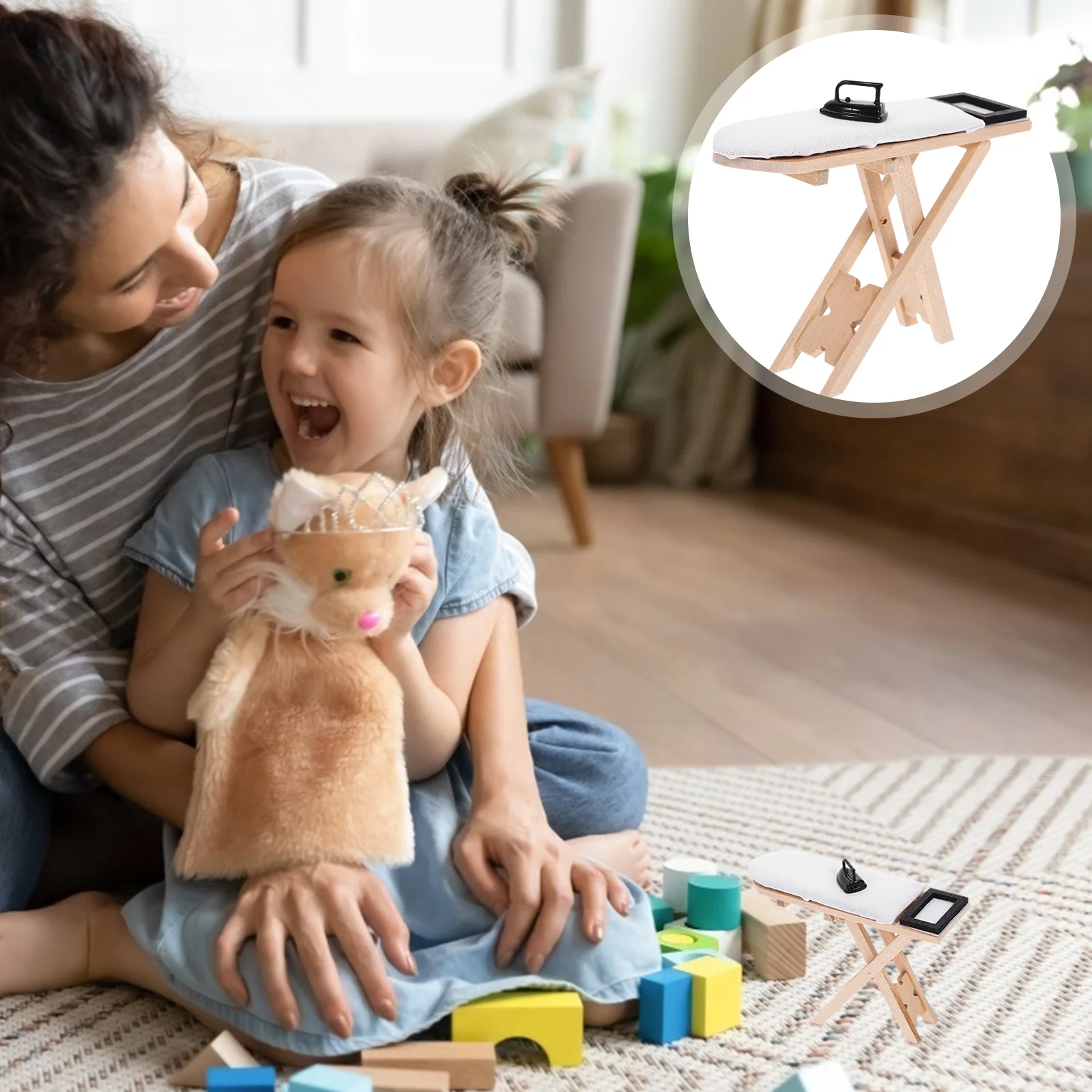 Toy Mini Ironing Table Ornaments Miniature Dollhouse Accessories Alloy Picnic Kit