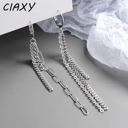 CIAXY – longues boucles d'oreilles asymétriques pour femmes, couleur argent, pompon de tempérament, chaîne, boucles d'oreilles, mode, bijoux indiens, cadeau