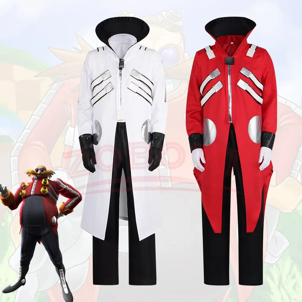 Anime Hedgehog 2 Dr Eggman Cosplay Jacket Pants Costume Men Ivo Robotnik Trench Uniform Gloves Halloween Party Clothes for Man