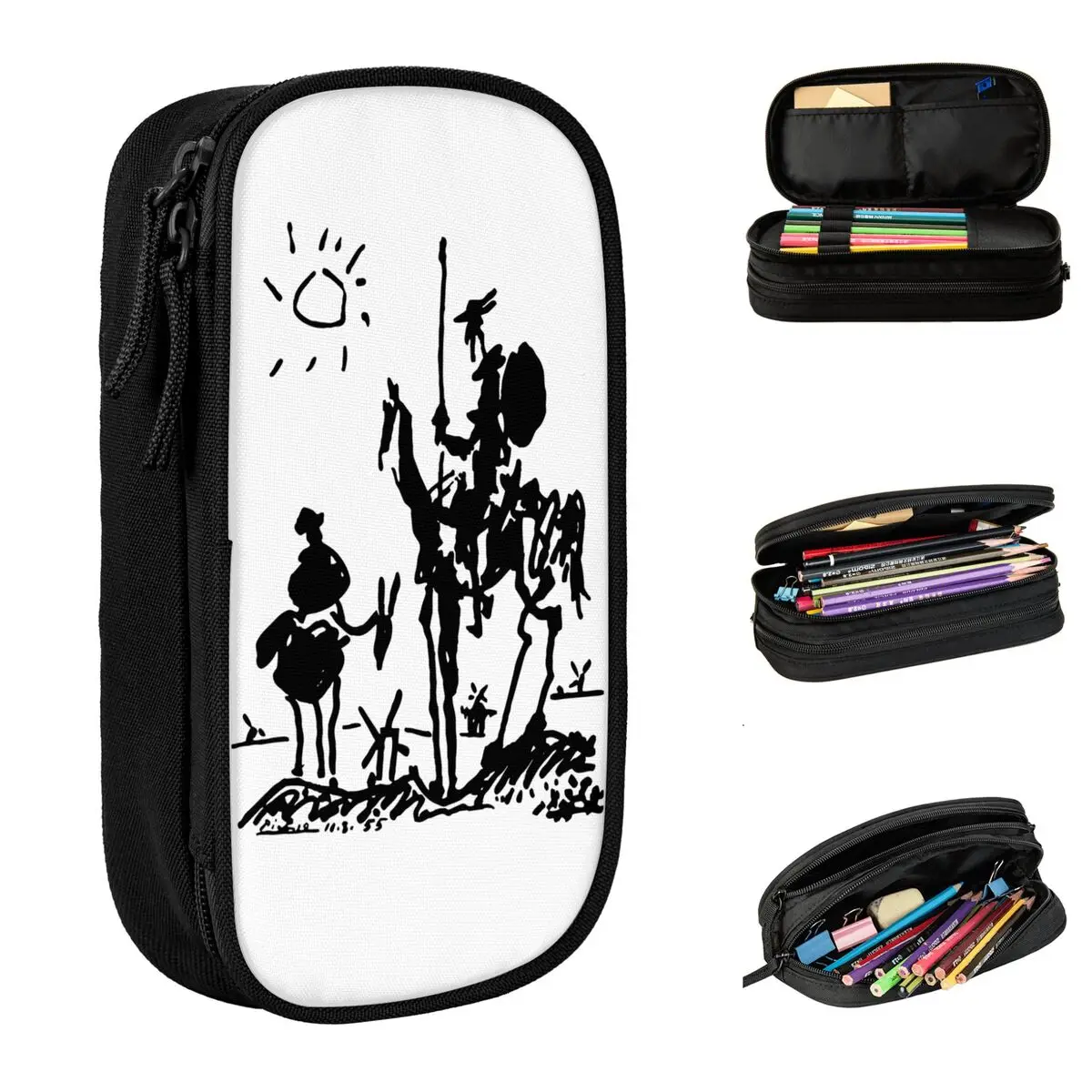 Picasso Art Painting Pencil Cases Don Quixote knight Pen Holder Bag Girls Boys Large Storage School Supplies Pencil Pouch