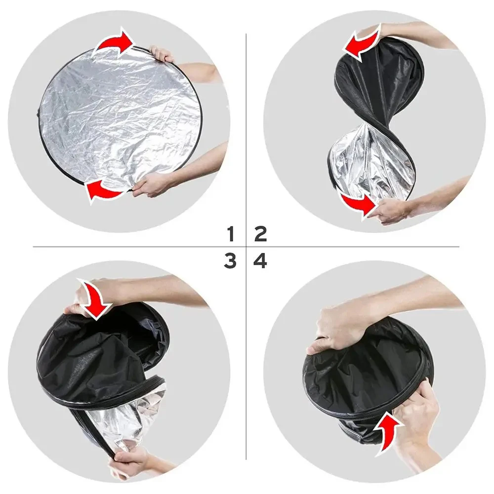 Diffuser Photography Reflector 30cm 60cm 80cm Outdoor 5 in 1 Photo Studio Light Diffuser Photography Reflector Collapsible