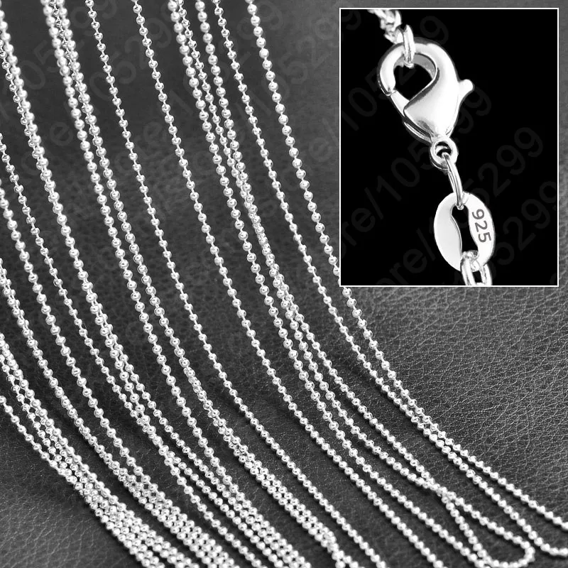 5Pcs 925 Sterling Silver Beaded Chains Necklace Women Men Wholesale 16-30 Inches Jewelry Components Making Accessories